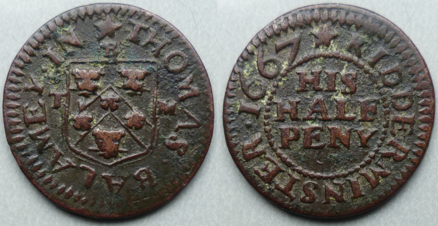 Kidderminster, Thomas Balamy 1667 halfpenny